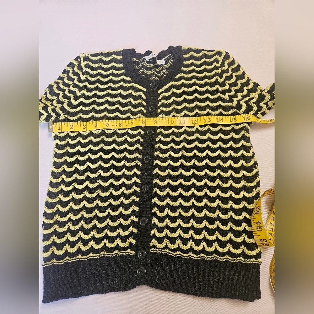 Zara-Cardigan Women's S Black And Lime 81%Cotton. - Picture 3 of 8